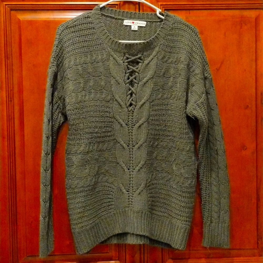 Love Change army green sweater